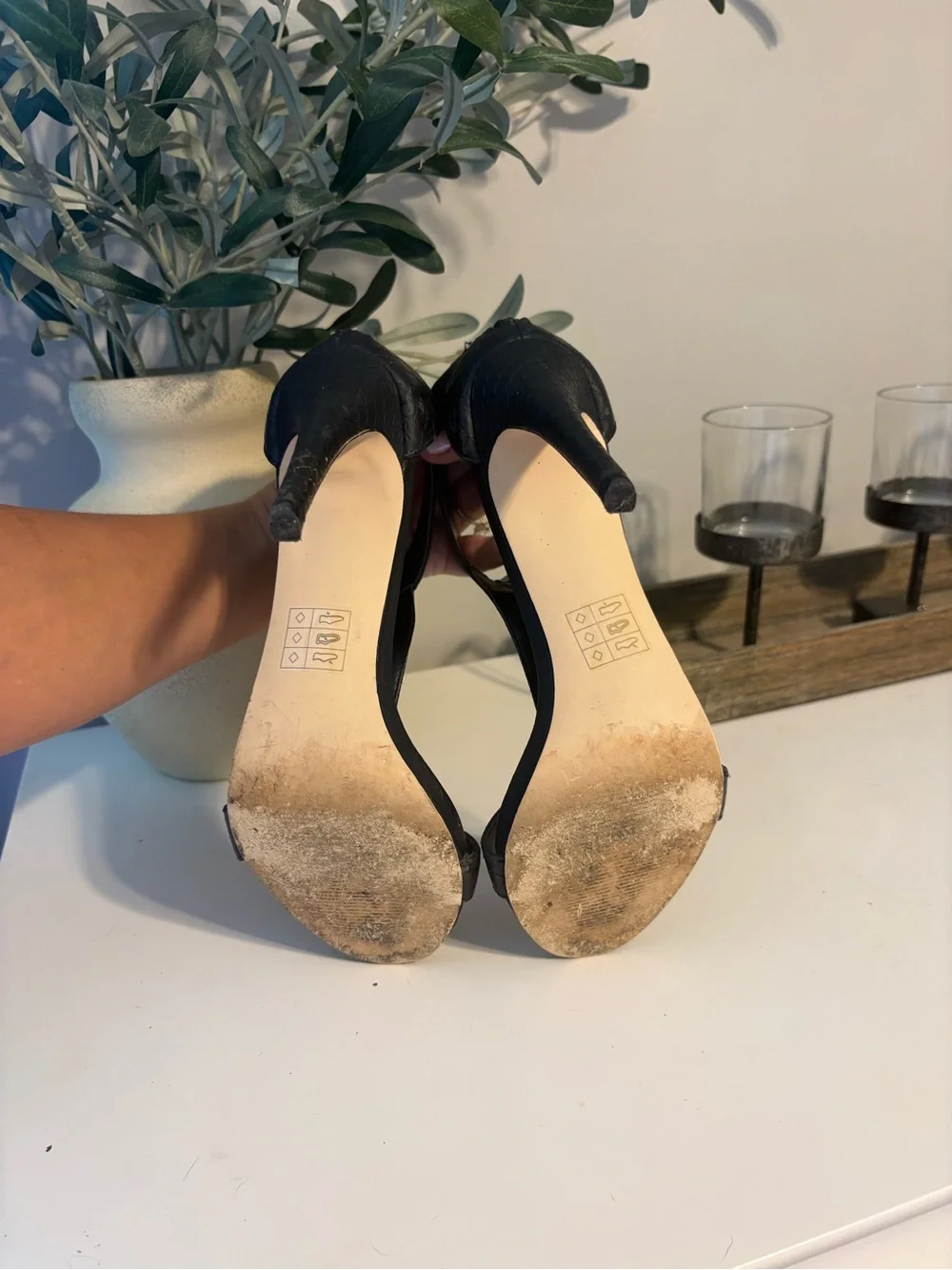 JustFab Black T-Strap Stiletto Heels